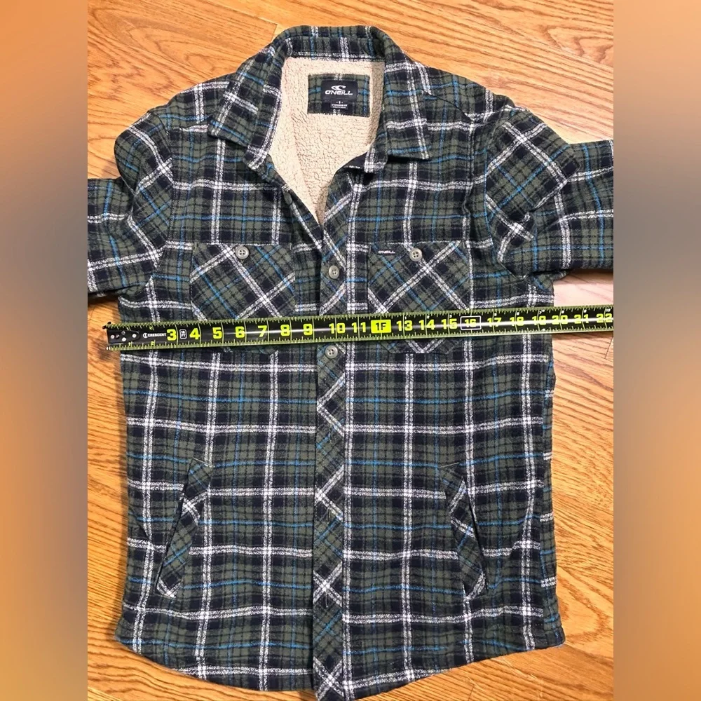 O'Neill Sherpa Lined Plaid Flannel Insulated Shirt Jacket Men‎ Small Blue Green - Picture 3 of 8